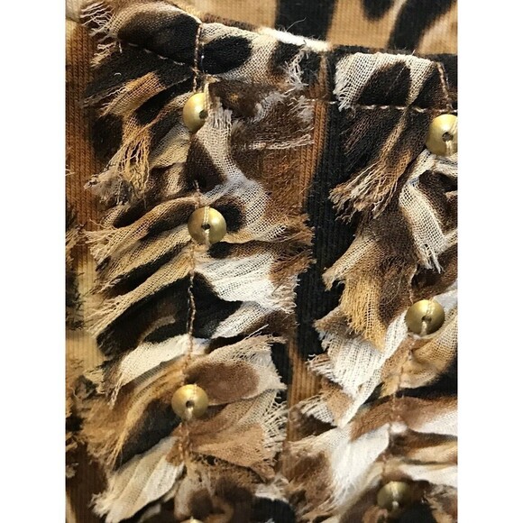 Jackie‎ O’riginals Womens Animal Print Mixed Media Top No Tag  L?? Asymmetrical - Picture 4 of 8